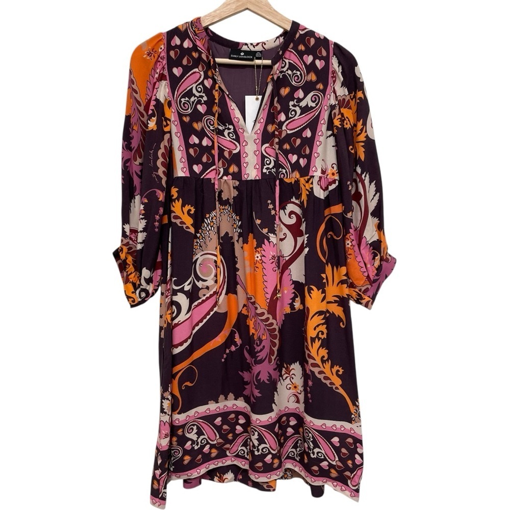 NEW Emily Lovelock Melinda Multicolor Midi Dress - Size XS